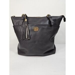 Tommy Hilfiger Large Dark Brown - Full Leather Shoulder Bag - EUC